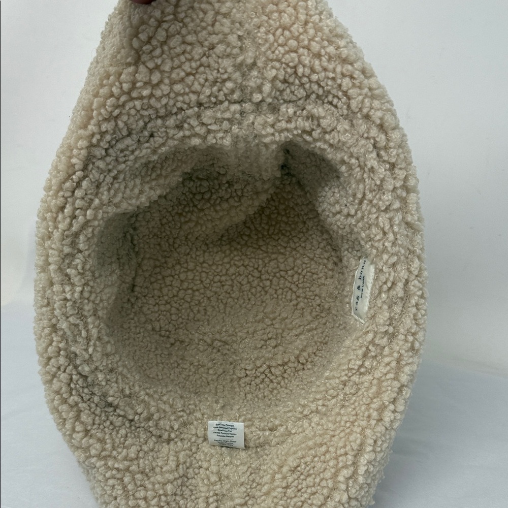 Rag & Bone Sherpa Quilted Bucket Hat Cream Neutral Scandi Winter Quiet Luxury - Picture 6 of 8